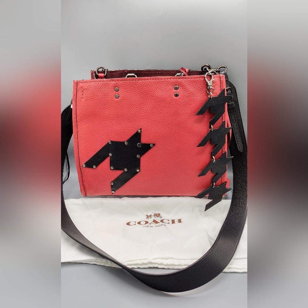 Coach 1941 Rogue 31 w/ Houndstooth accents. Red Glovetanned Pebble Leather.